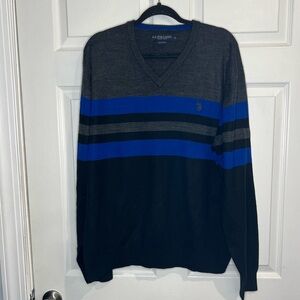 U. S. Polo Association Men’s Sweater - Gray/Black/Blue - XL